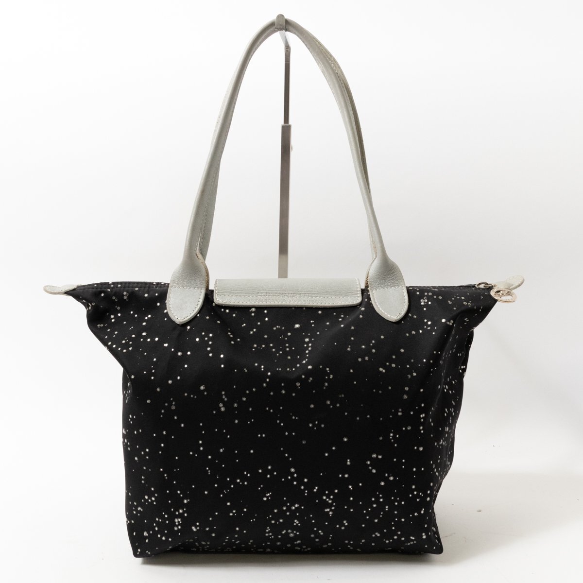 LONGCHAMP Long Champ handbag tote bag bag black black polka dot pattern dot pattern nylon casual stylish lady's woman woman 