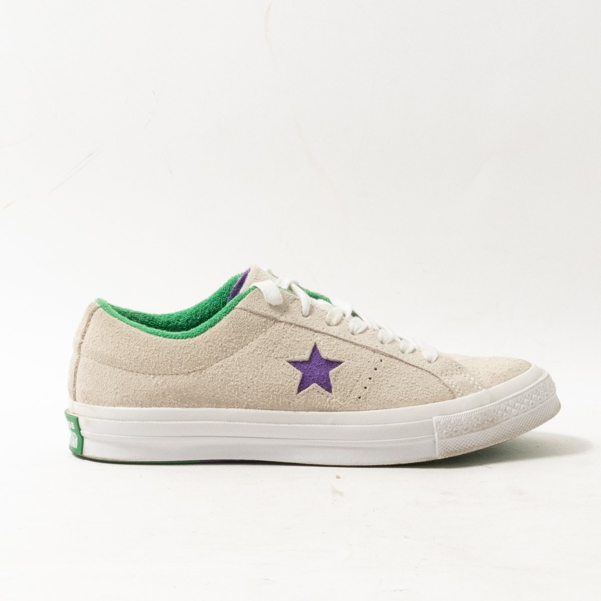 【1円スタート】CONVERSE ONE STAR スニーカー コンバース シューズ メンズ US7.5 26.0cm 靴 ローカット スエード グレー ホワイト 緑_画像1