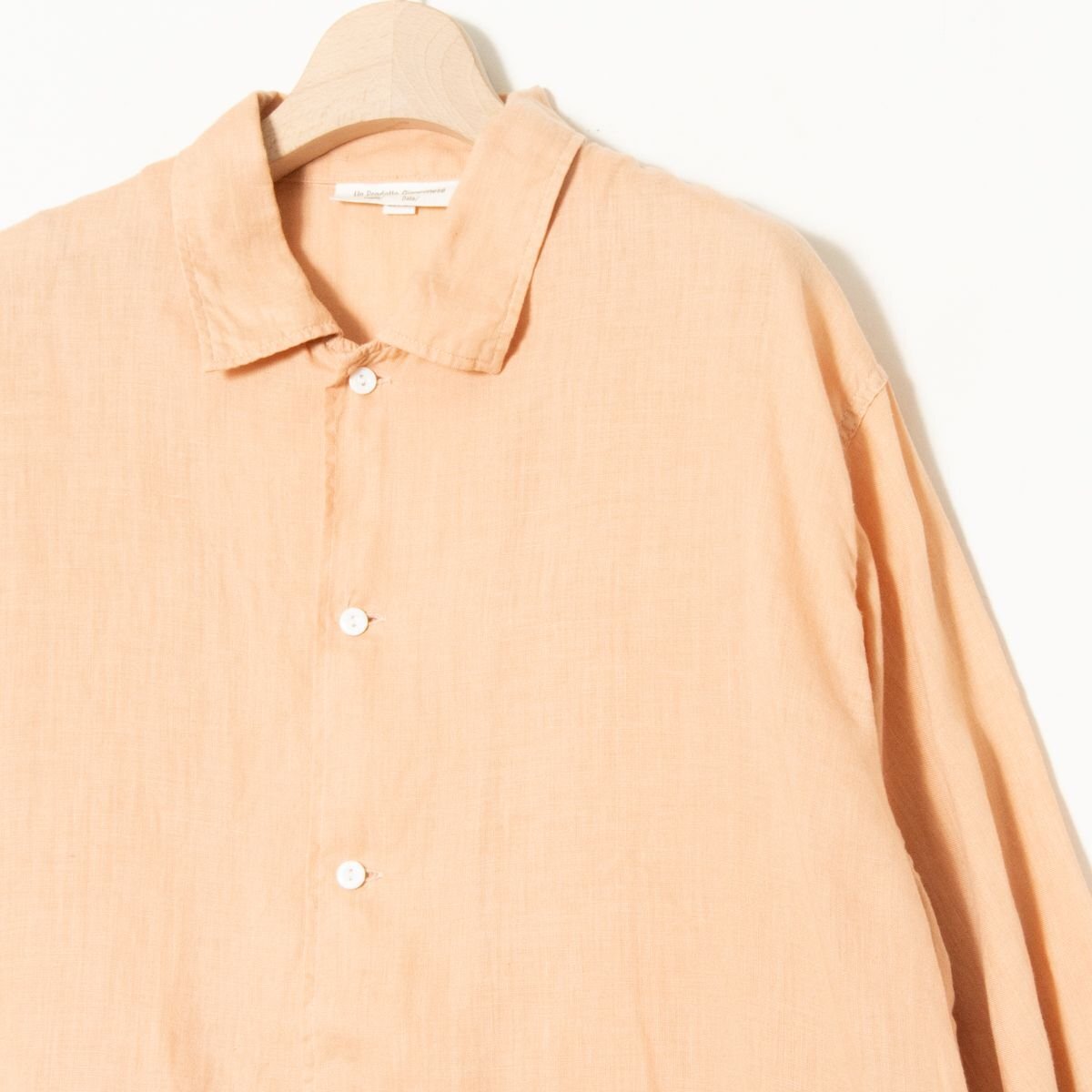 [1 иен старт ]ARTE POVERA arte Poe velalinen 7 минут рукав рубашка большой размер лен 100% натуральный одноцветный незначительный orange M сделано в Японии весна лето 