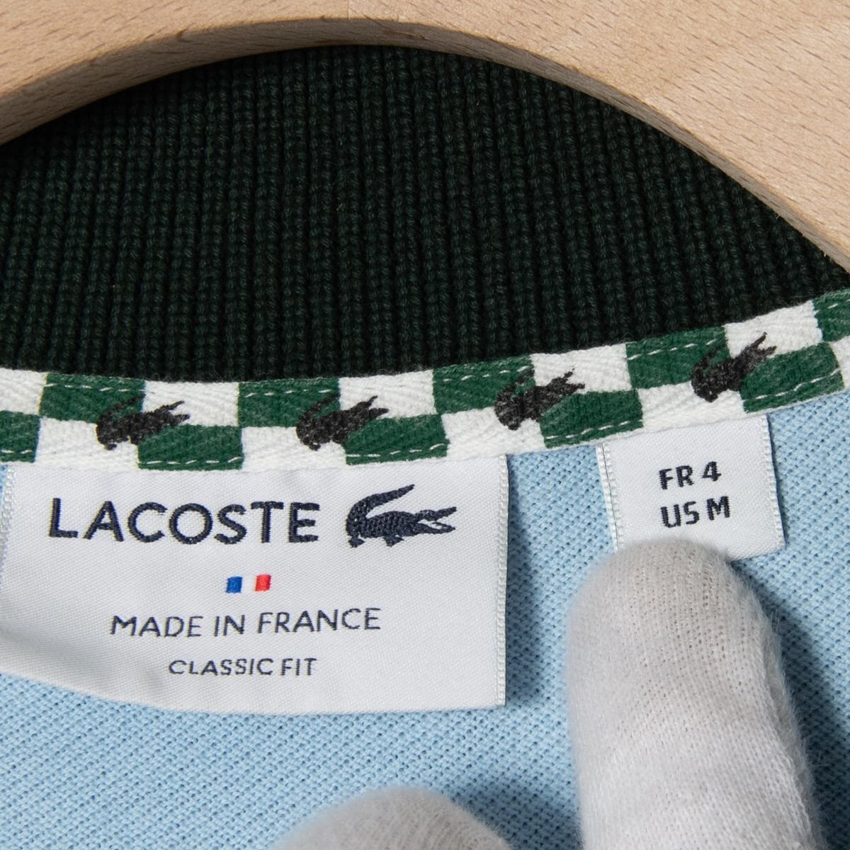 メール便◯ フランス製 LACOSTE ラコステ サイズM 半袖 プルオーバー ポロシャツ 水色/ライトブルー コットン100％ メンズ 春夏 カジュアル_画像5