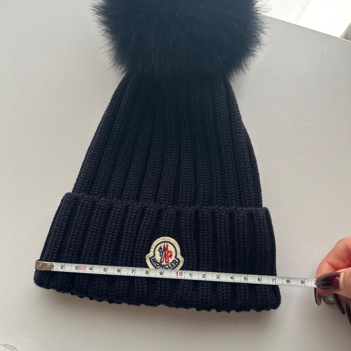 【定価6万】ニット帽 モンクレール MONCLER 帽子 ポンポン 試着のみ　ネイビー