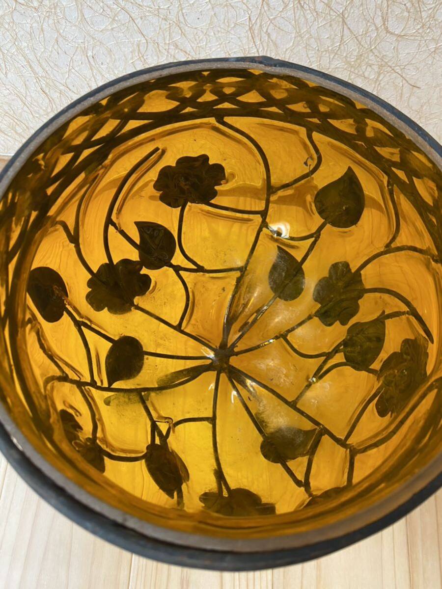  antique glass vase iron 