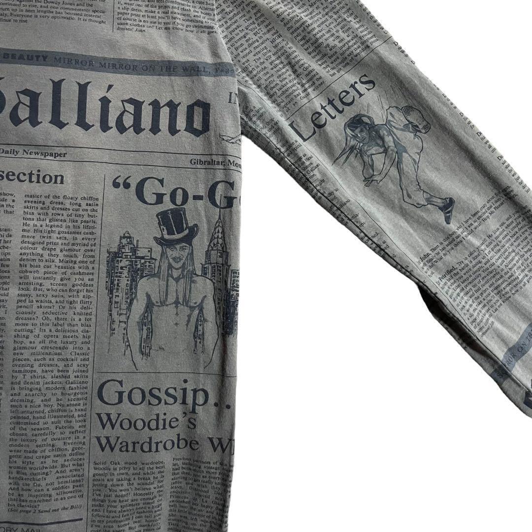 RARE 00s John Galliano newspaper L/S T-shirt Y2K IF SIX WAS NINE LGB 14th addiction kmrii ARCHIVE 希少_画像4