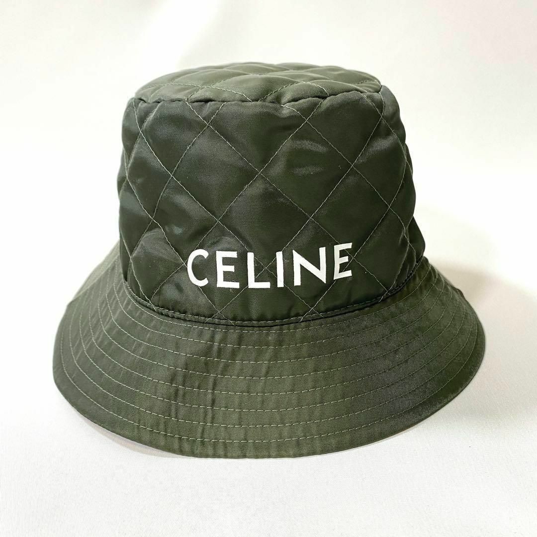 【極美品】CELINEセリーヌ　キルティングバケットハット　カーキ　S