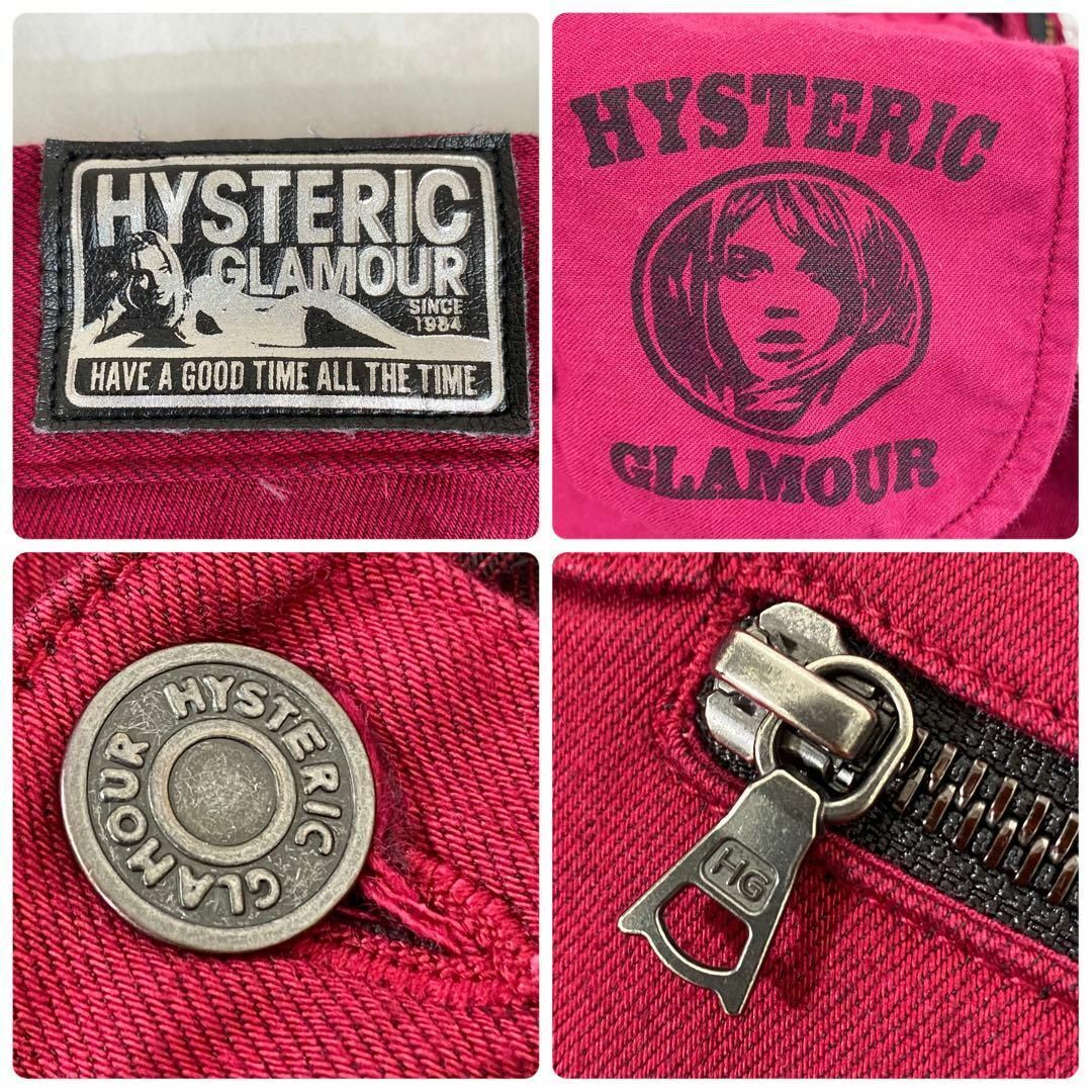  Hysteric Glamour боковой Logo Zip te цвет Denim красный 26 обтягивающий 