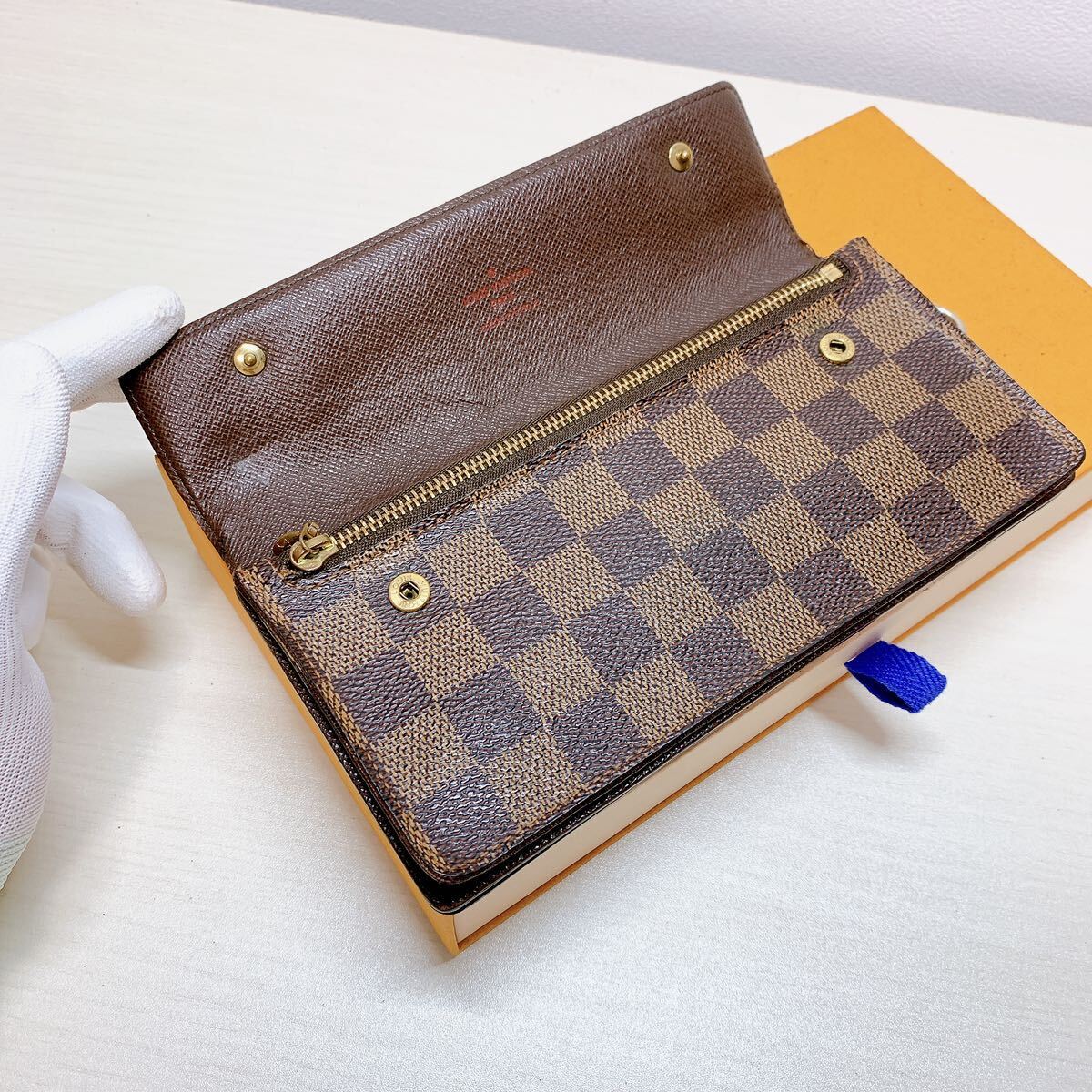 A099【外観極美品】LOUIS VUITTON ルイヴィトン ダミエ ポルトフォイユ アコルディオン 二つ折り財布 長財布 ウォレット N60002/TH1025_画像3