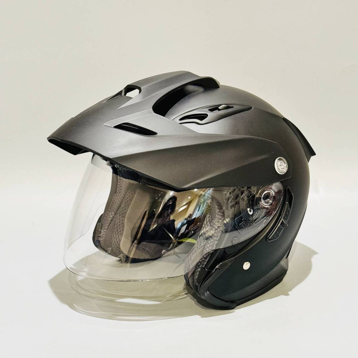 甲HG100 美品 状態良好 クリーニング済 XLサイズ（61~62cm） マルシン工業 TE-1 ジェットヘルメット ブラック 黒色 シールド付きの画像1