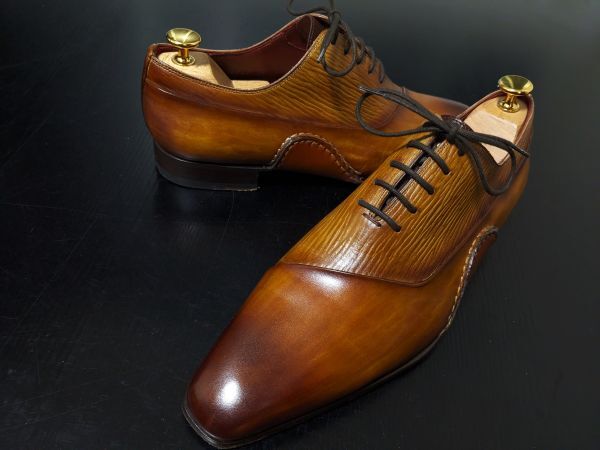 極美品 試し履き程度 マグナーニ 40 Magnanni オパンケ アシメトリーシームドレスシューズ 箱付 8618_画像4