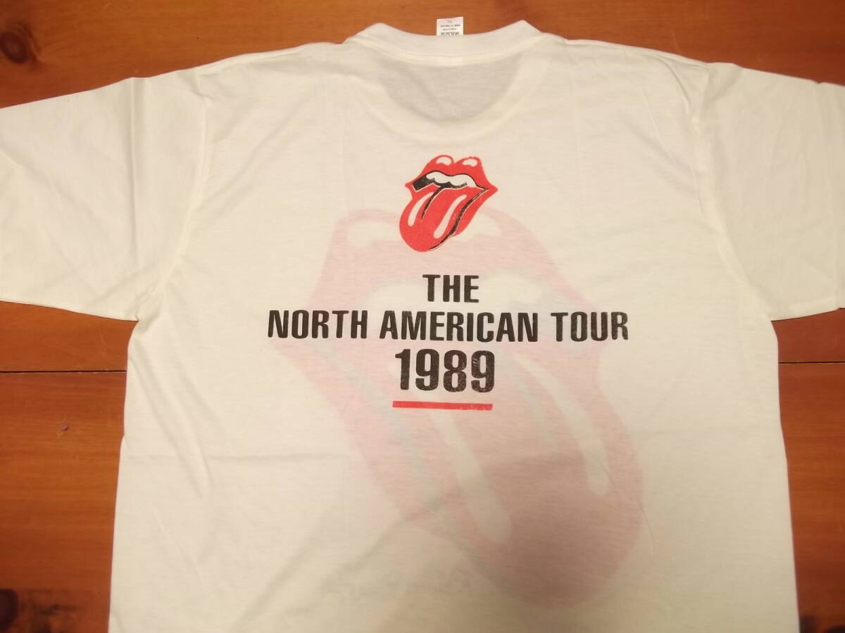 新品 ローリングストーンズ 1989年 N.American Tour Vintage Style プリント Tシャツ XL // ロックTシャツ バンドTシャツ ミックジャガー_画像3