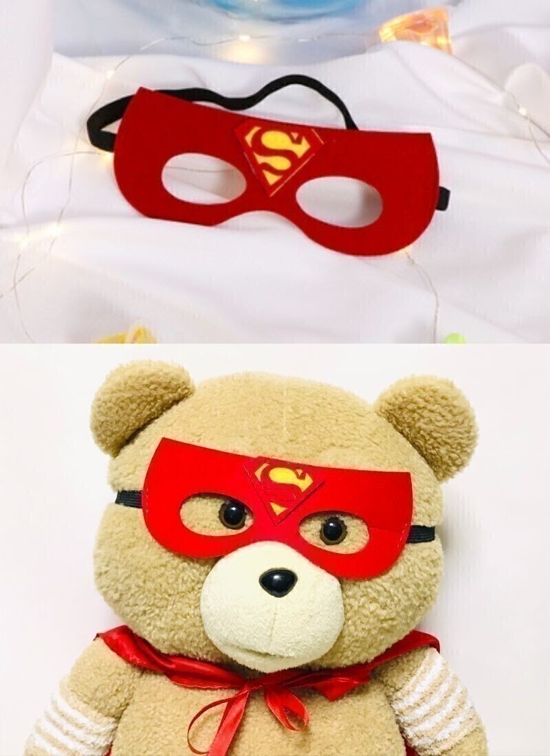 ■在庫限り ted テッド アイマスク コスチューム コスプレ スーパーマン レッド B210575_ぬいぐるみ使用イメージ