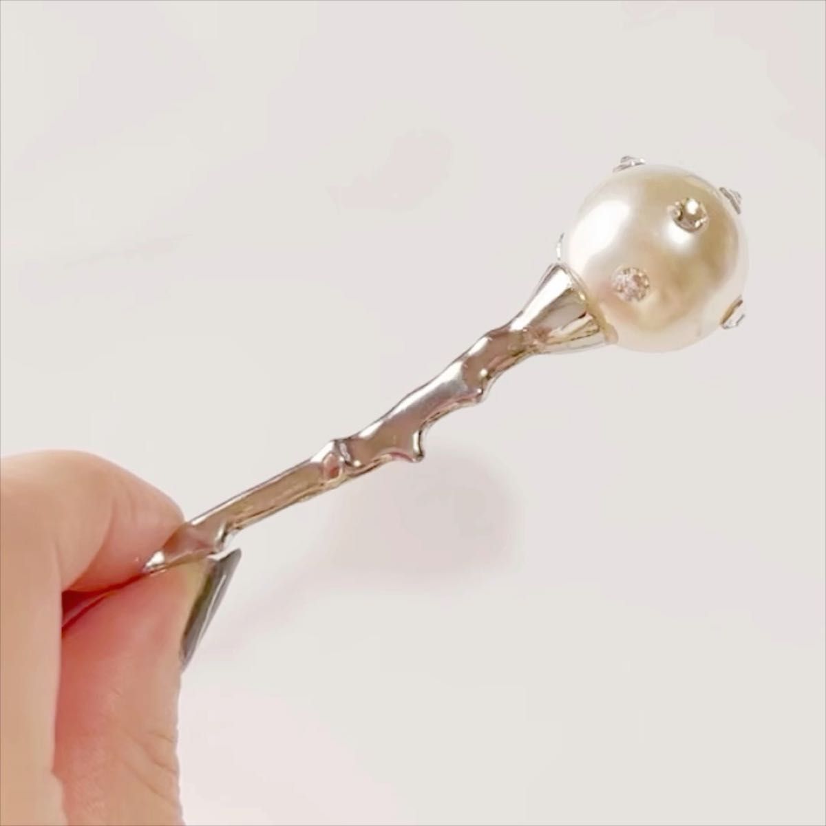 パール 大ぶり かんざし シルバー