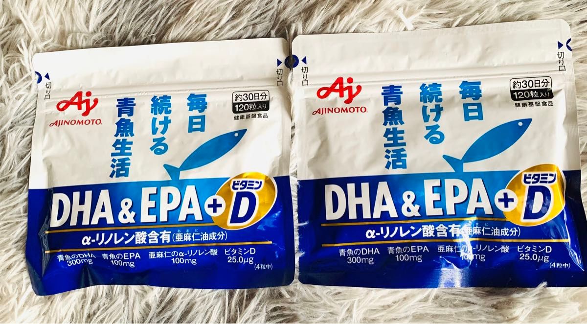 味の素 DHA＆EPA＋ビタミンD  120粒　(2袋)