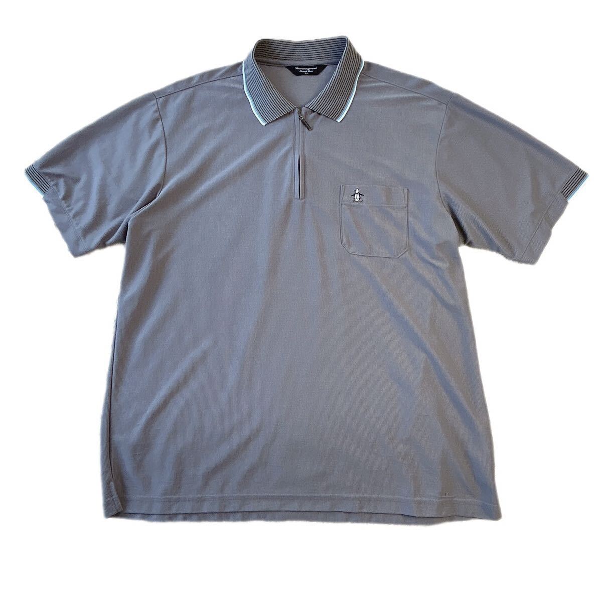 Munsingwear/ Munsingwear wear polo-shirt with short sleeves Golf wear Logo embroidery half Zip gray men's LL
