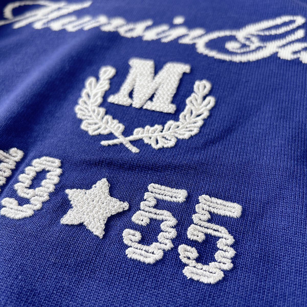  Munsingwear/マンシングウェア 美品 ニットセーター サマーニット ゴルフウェア GOLF 長袖 刺繍ロゴ クルーネック 青 レディース M_画像5
