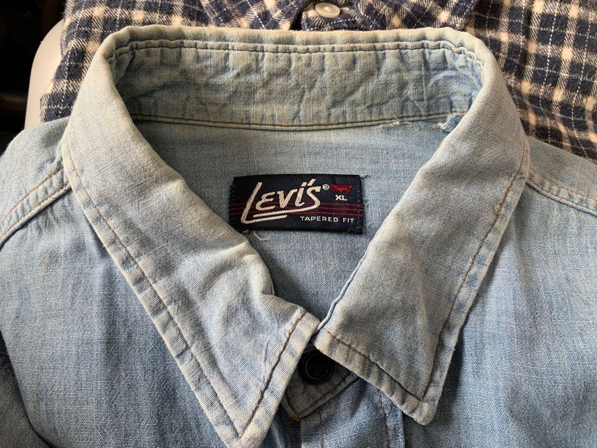 リーバイス 80s ビンテージ LEVIS 長袖 シャンブレー シャツ XL 古着 80年代 オレンジタグ USED品 長袖シャツ