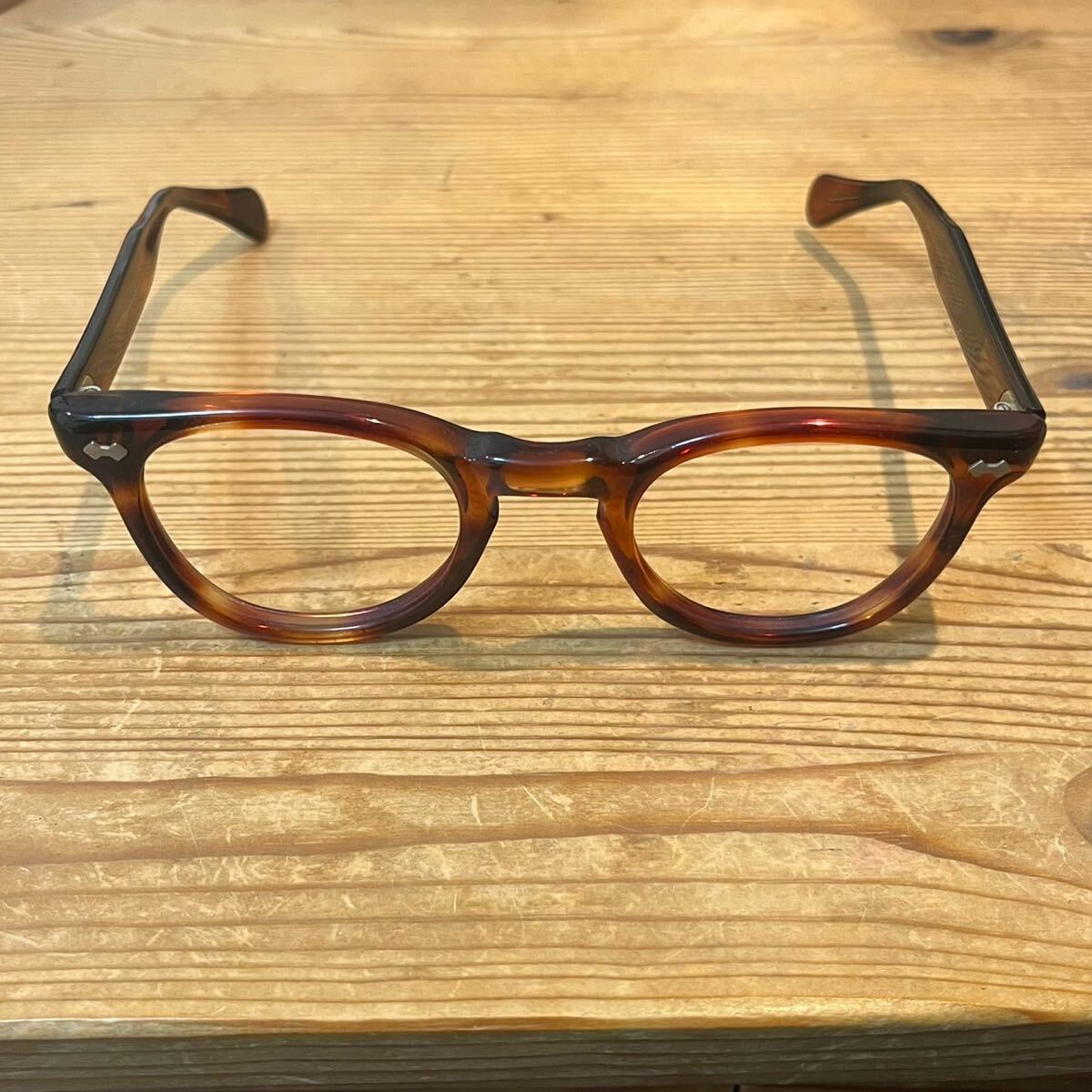 希少 デッドストック 50s TART OPTICAL ARNEL ダブルダイヤ 48 - 24 アンバーホールリム メガネ サングラス タート オプティカル アーネル_画像1