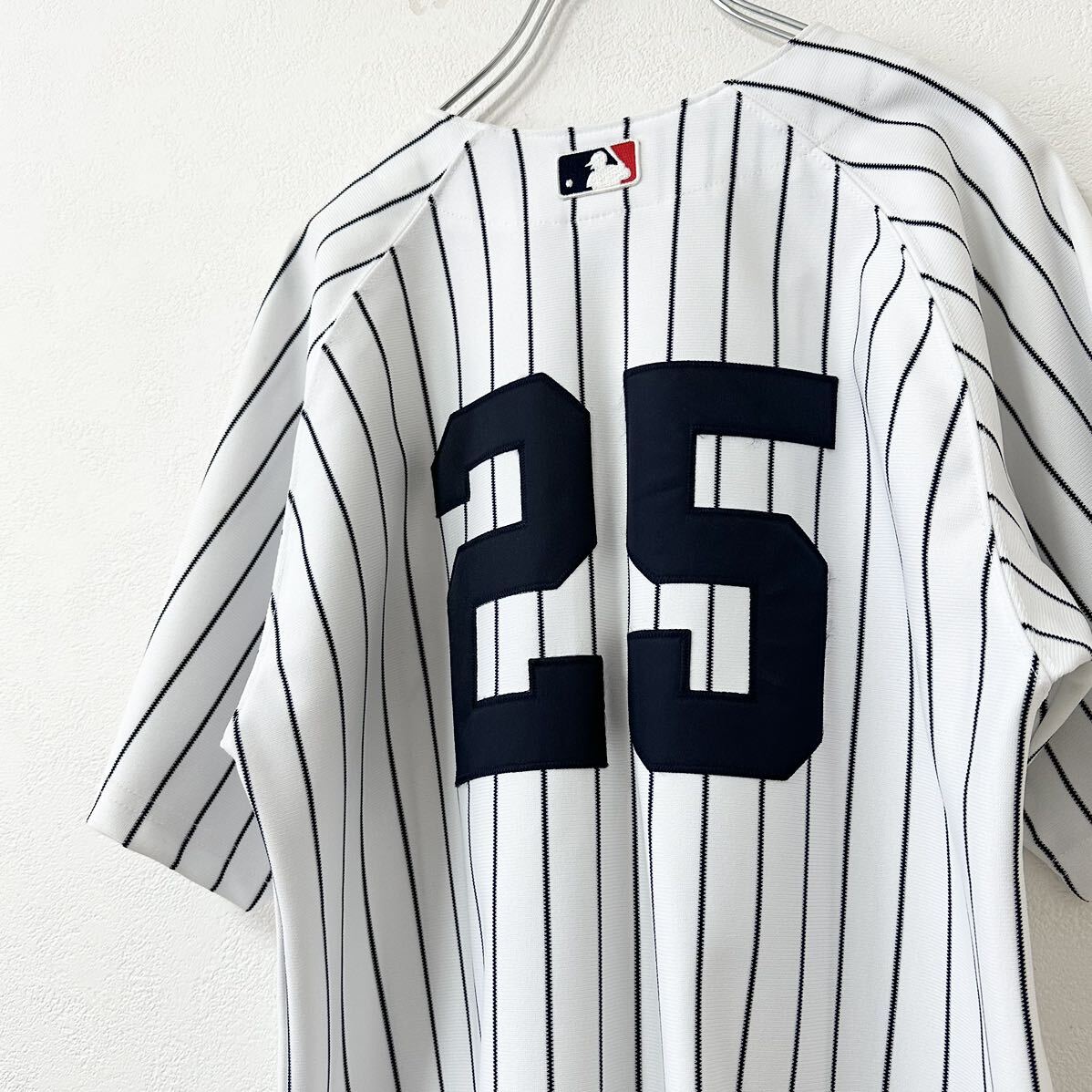 美品★RussellAthletic/ラッセルアスレティック★NY Yankees/ヤンキース★ゲームシャツ/ユニフォーム★ホワイト×ネイビー/白紺★SM相当_画像8