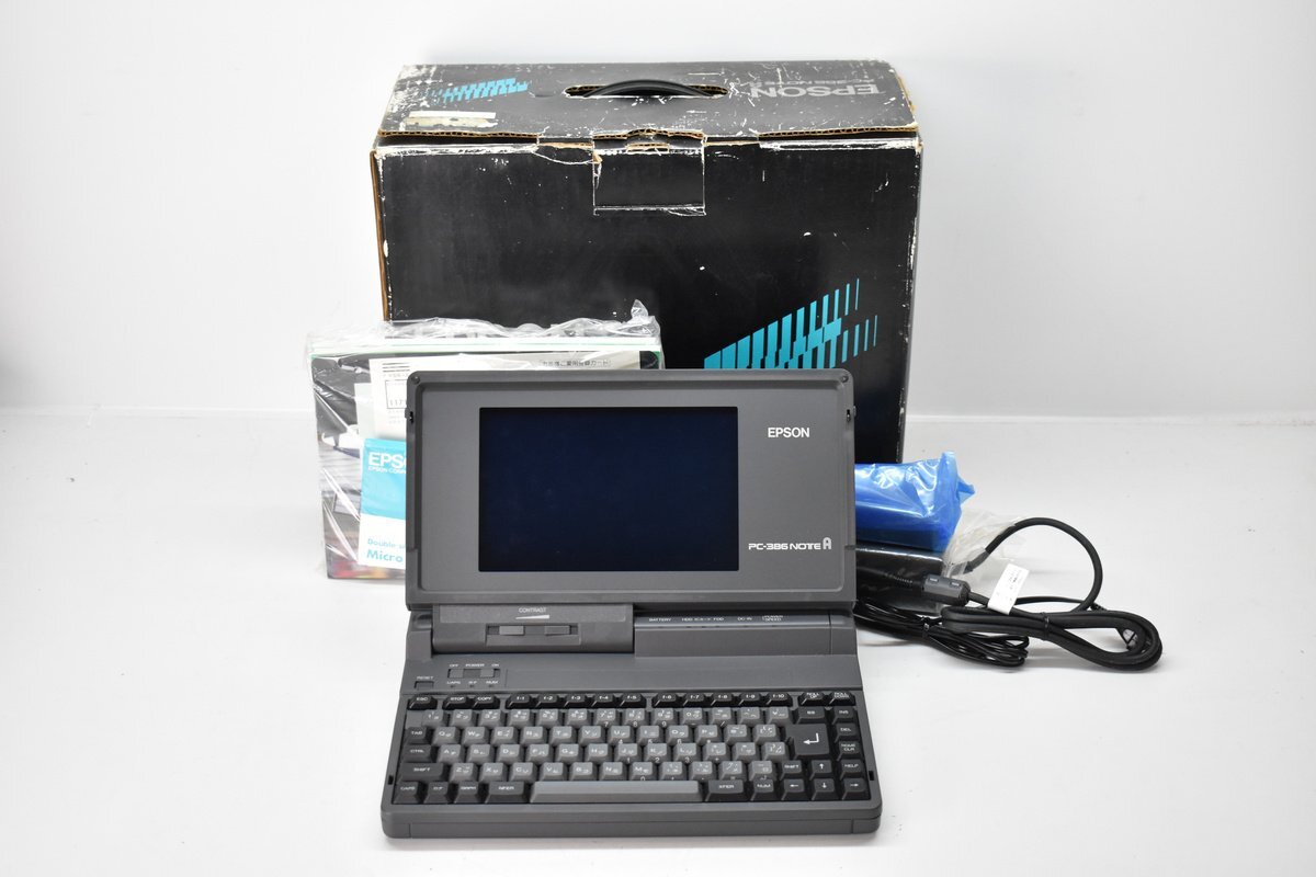 EPSON PC-386 NOTE A ノートパソコン 各種付属品 箱説付き[エプソン][PC-386NAST][レトロPC][当時物]H_画像1