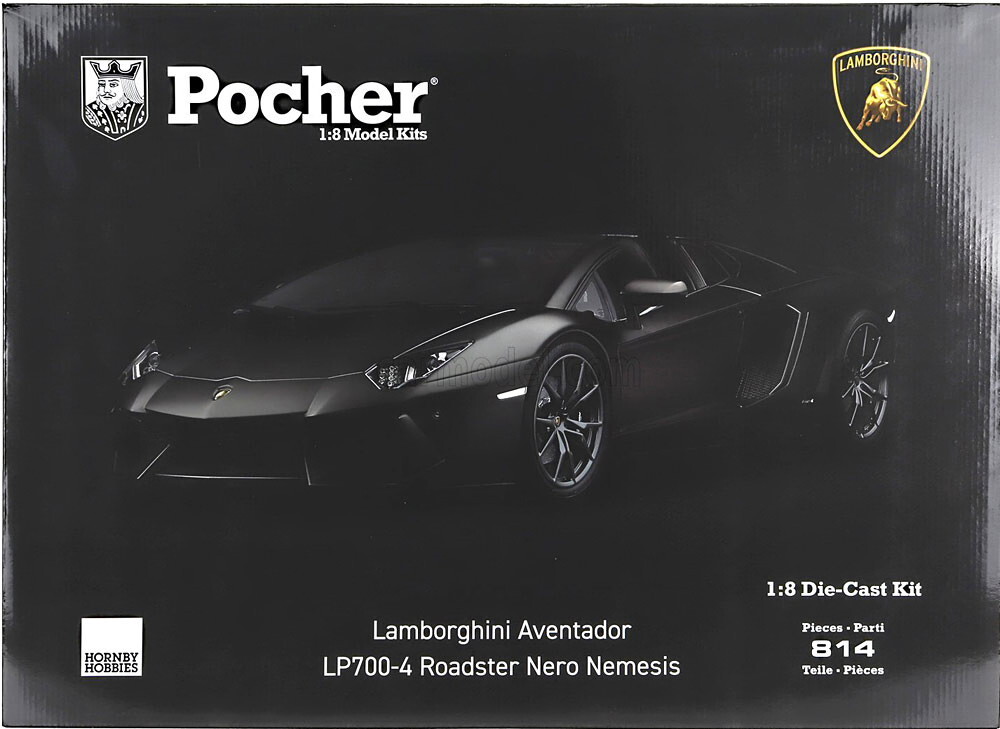 ポケール 1/8 ランボルギーニ アヴェンタドール LP700-4 ロードスター 2012 フラットブラック Pocher HK121F_画像3