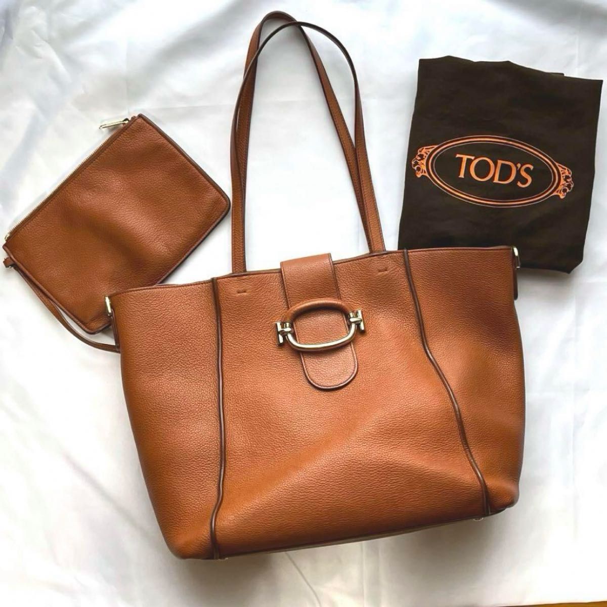 TODS トッズ ダブルTリング レザートートバッグ ブラウン 茶色 TODS トッズ ダブルTリング レザートートバッグ ブラウン 茶色