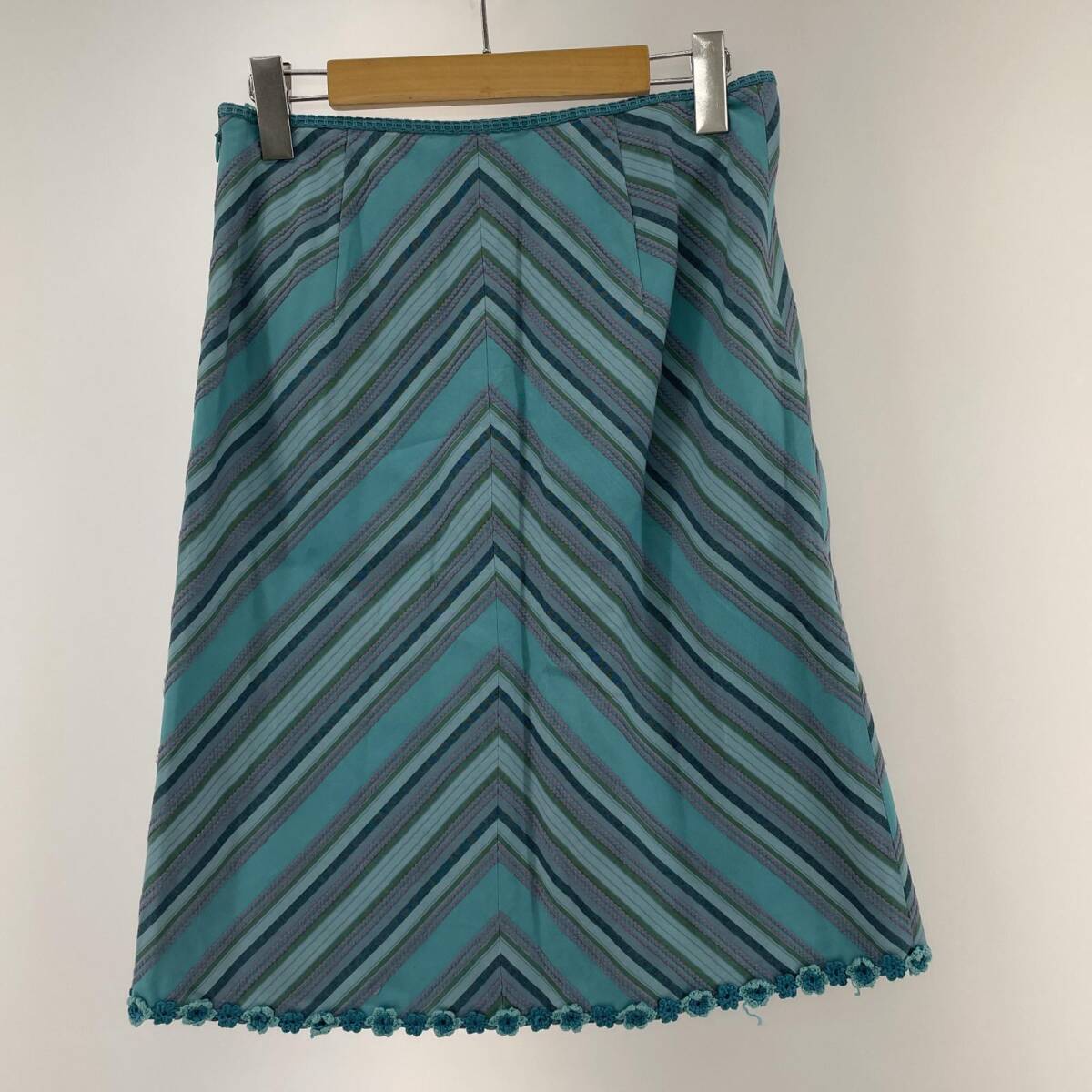 FRAGILE Fragile total pattern tight flower motif skirt size38/ blue group lady's 