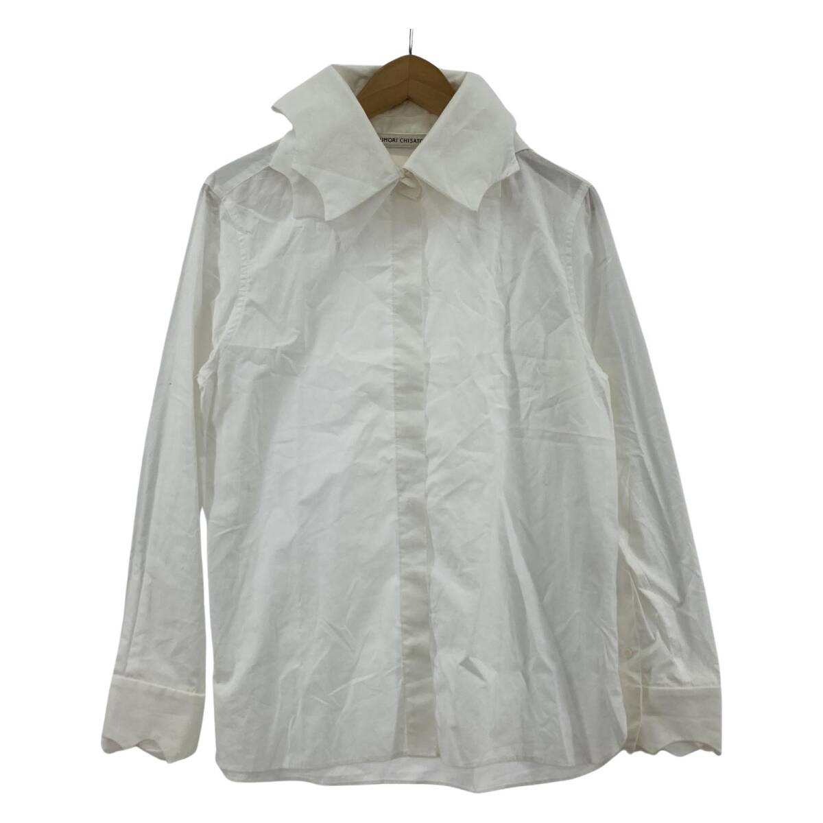 yu. packet OK TSUMORI CHISATO Tsumori Chisato collar attaching long sleeve shirt size2/ white lady's 