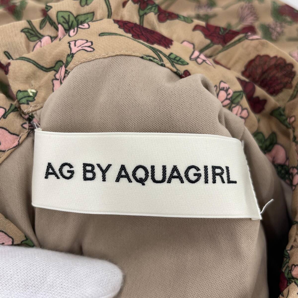 AG by aquagirl エージーバイアクアガール ベルト付き　花柄　プリーツ ワンピース sizeS/茶系 レディース_画像8