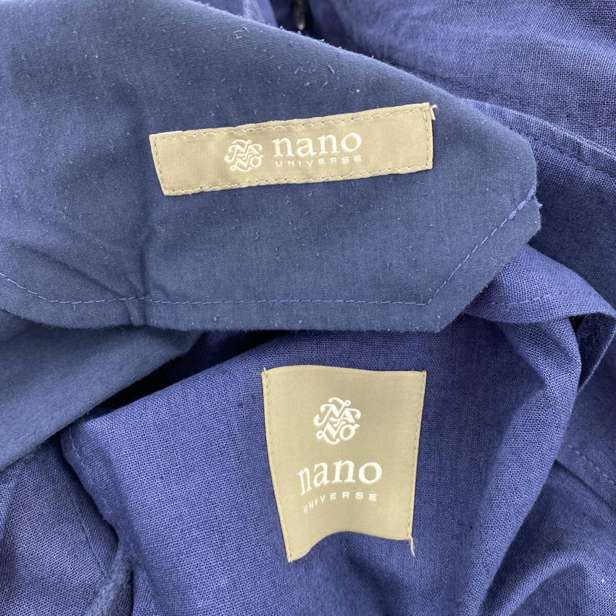 nano universe ナノユニバース リネン混　ジャケット　パンツ セットアップ sizeM/ネイビー メンズ_画像9