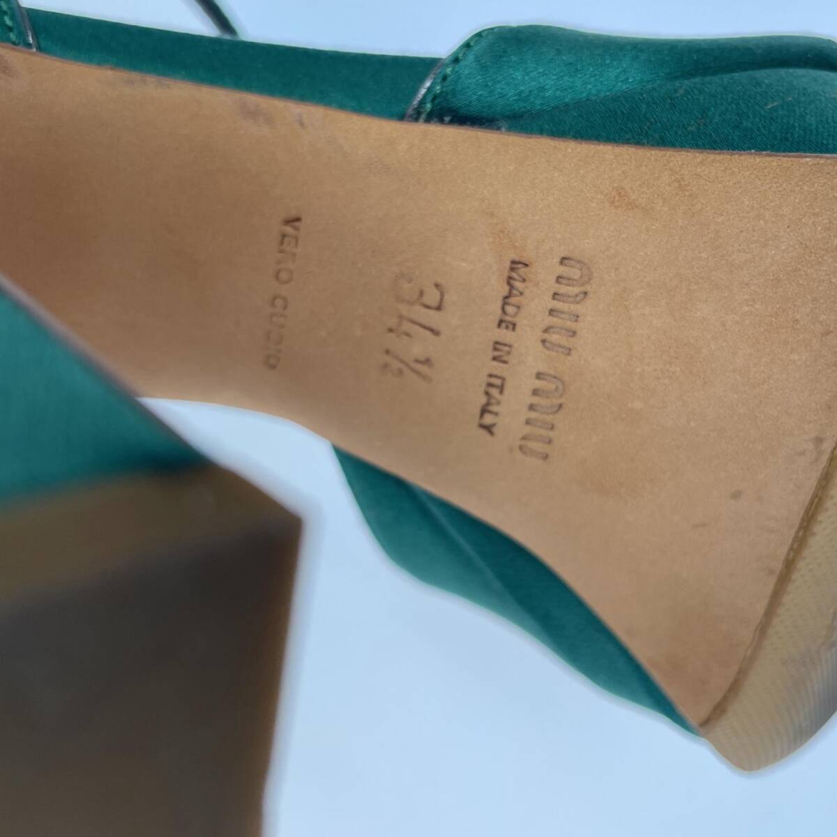 Miu Miu MiuMiu open tu strap high heel pumps size34.5/ green lady's 