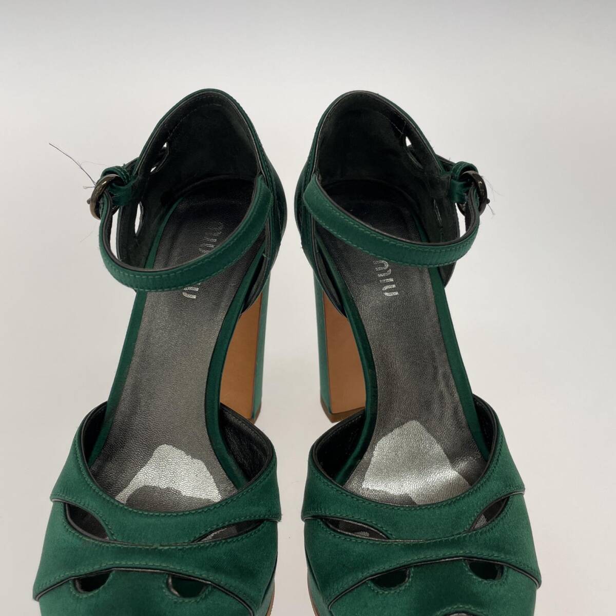Miu Miu MiuMiu open tu strap high heel pumps size34.5/ green lady's 
