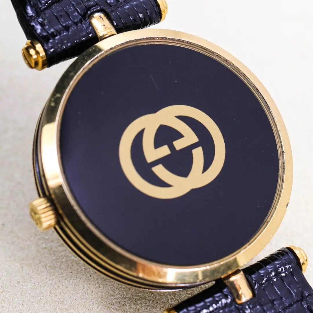 ◆稼働 GUCCI 腕時計 サイドシェリー レザーベルト ボーイズ 新品電池 x_画像6