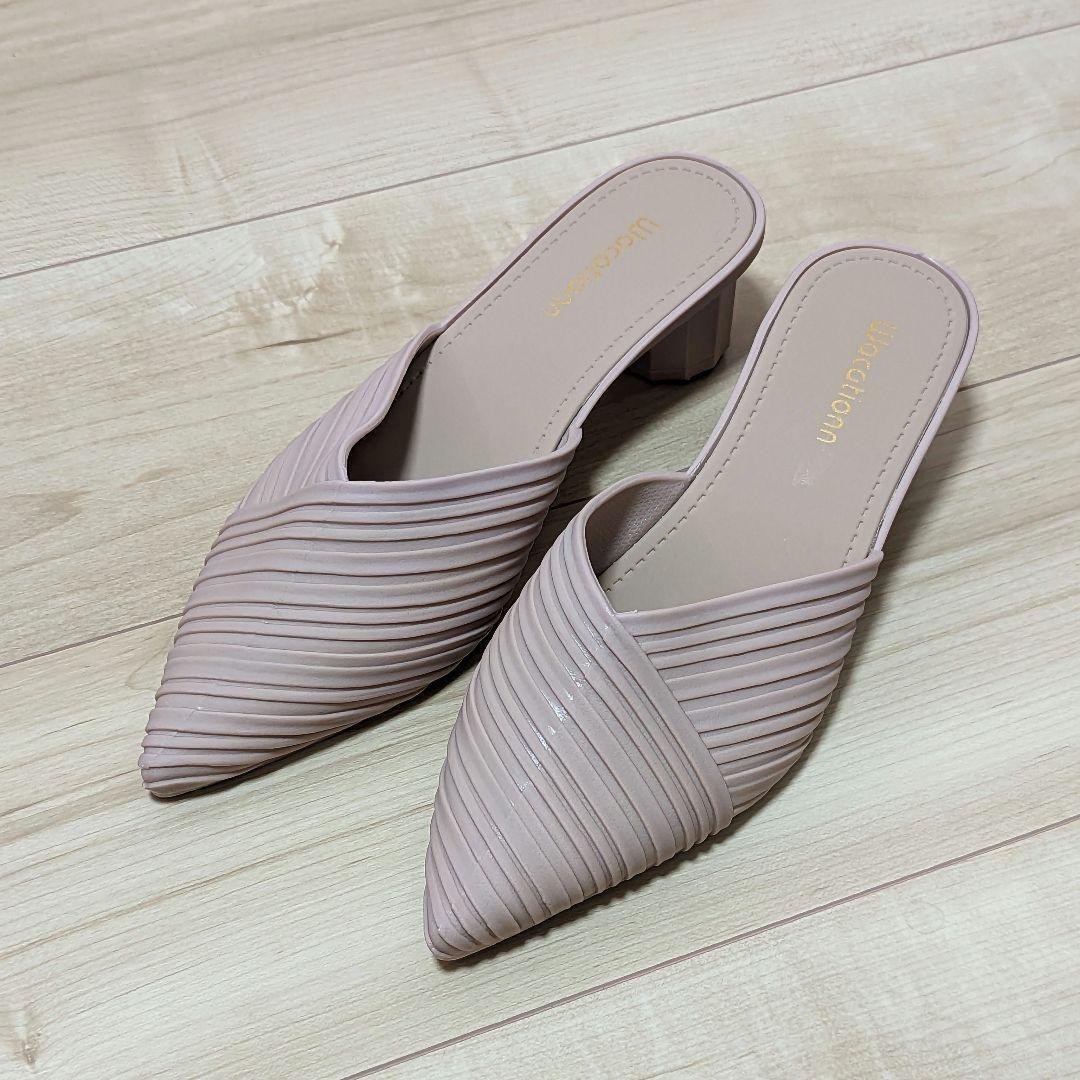 [ Trend *24.0cm] beige heel sandals slip-on shoes mules recommendation stylish lovely office put on footwear ... fatigue difficult 