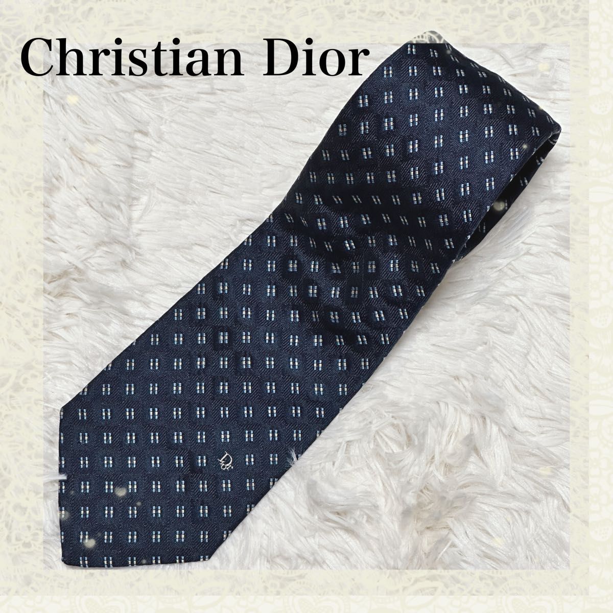 【大人　紳士　美品】Christian Dior レギュラータイ 青色 ドット柄