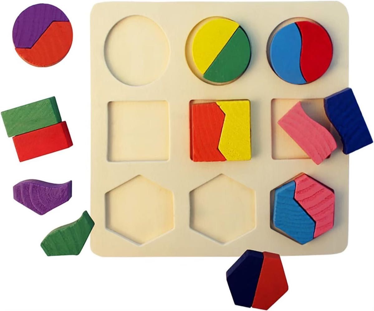 知育玩具 木製パズル 形合わせ ブロック 幾何学認知 積み木 形合わせ はめこみ