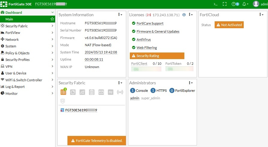 FORTINET/UTM FG-50E ライセンス期限：2024/11/2　初期化済/FortiGate-50E【補償付き】【R06UTM061】_画像2