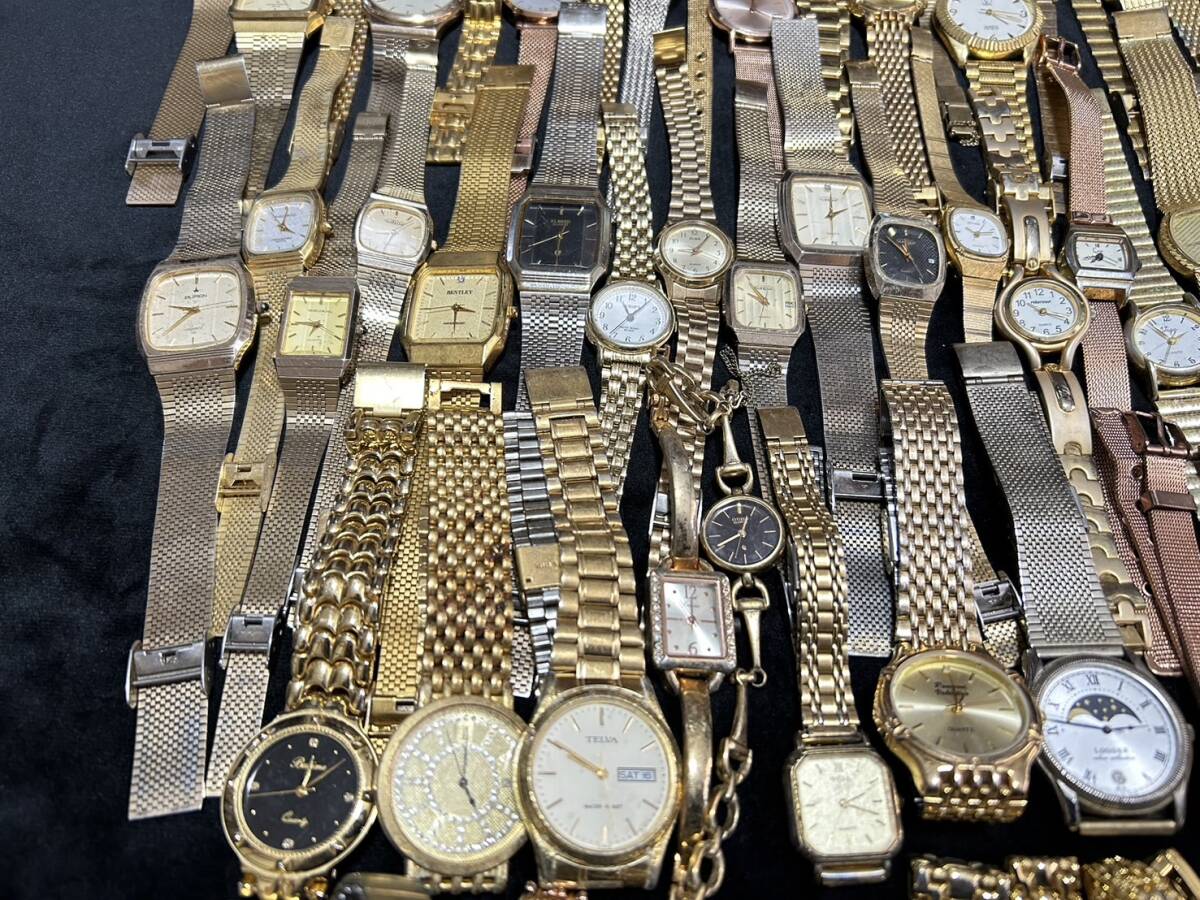 動作未確認品 ジャンク ゴールドカラー 金色 ステンレス 金属系 腕時計 100本 SEIKO/CITIZEN ブランド まとめ売り 大量 まとめて_画像4