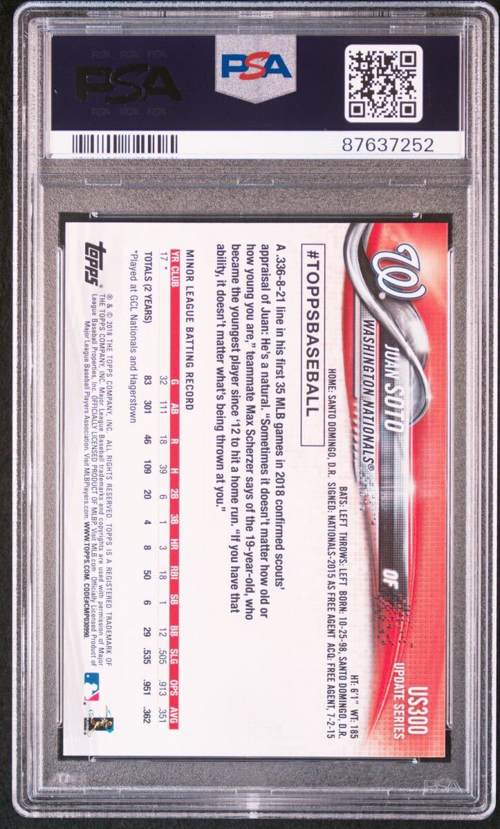 PSA10! 2018 Topps Update Juan Soto RC フアン・ソト US300 鑑定済み Yankees MLB ヤンキース パドレス WBC ドミニカ共和国代表の画像2