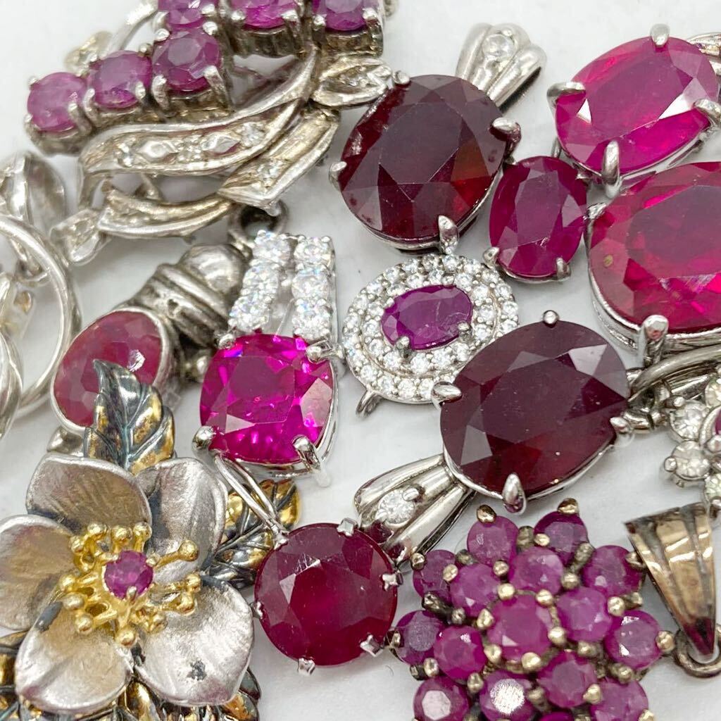 ダイヤ付き!!■ルビーペンダントトップ14点おまとめ■m重量約24.5gアクセサリー 宝石 Ruby ruby コランダム 紅玉 jewelry silver CE0の画像1