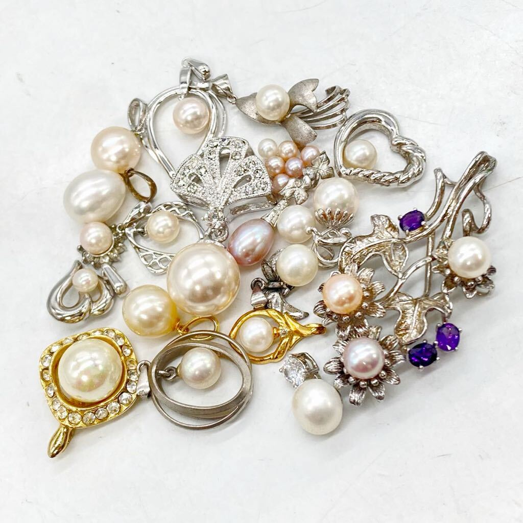 ■パールペンダントトップ20点おまとめ■m 約53.5g pearl アメジスト あこや 淡水 貝パール accessory pendant jewelry silver CE0の画像4