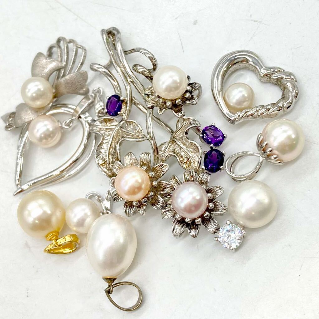 ■パールペンダントトップ20点おまとめ■m 約53.5g pearl アメジスト あこや 淡水 貝パール accessory pendant jewelry silver CE0の画像2