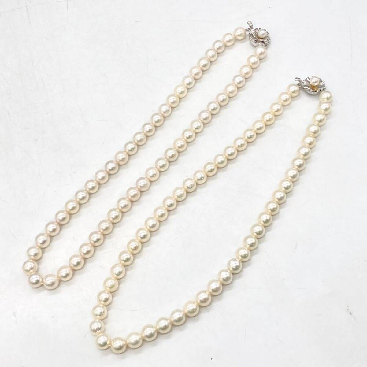 ■アコヤ本真珠ネックレス2点おまとめ■m重量約85g パール pearlネックレス necklace ジュエリー jewelry accessory silver DA0の画像4