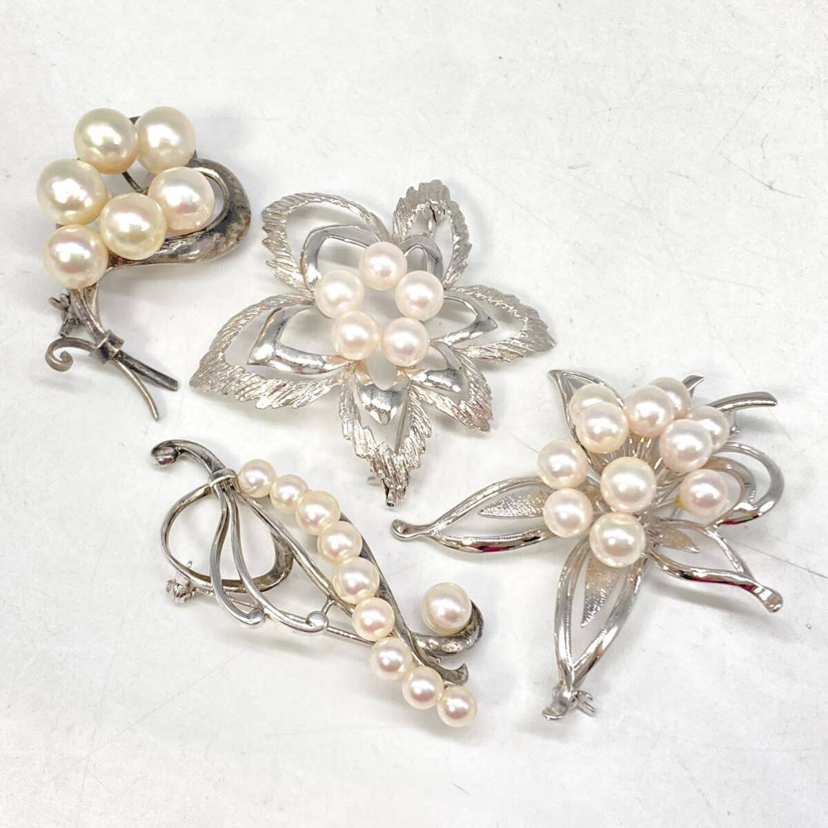 ■本真珠ブローチ9点おまとめ■m約120.5g あこや 真珠 バロック ベビー パール 南洋 pearl broach jewelry silver CE0_画像3