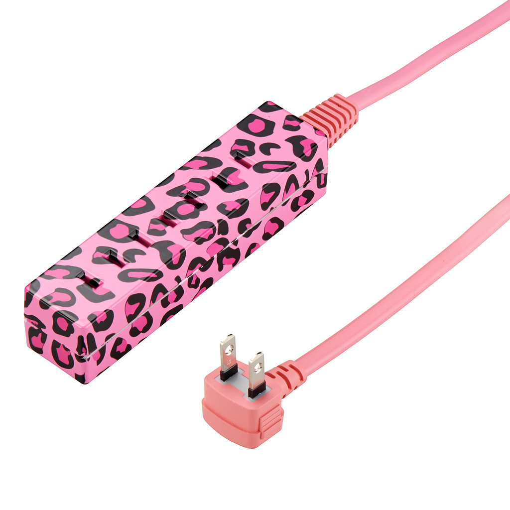 C117 YAZAWAya The wa box sale 10 piece set animal pattern . pretty electric outlet free tap cord length 1m 3.5 mouth pink Leopard pink H63501PL