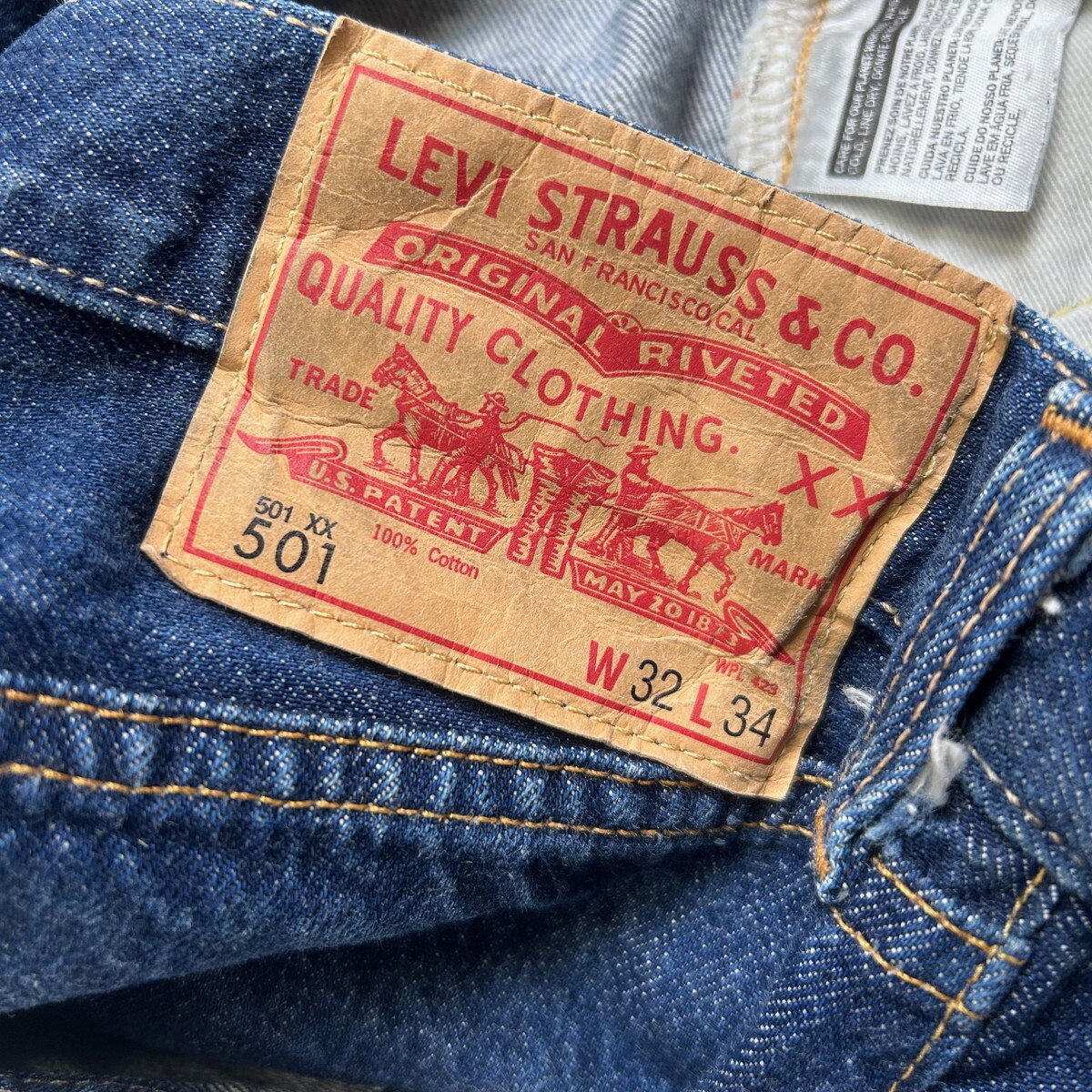 LEVI'S VINTAGE CLOTHING 501・501XX併記 デニムパンツ ジーンズ 1966年 501 復刻 LVC 米国製 リーバイス 501 W32_画像4