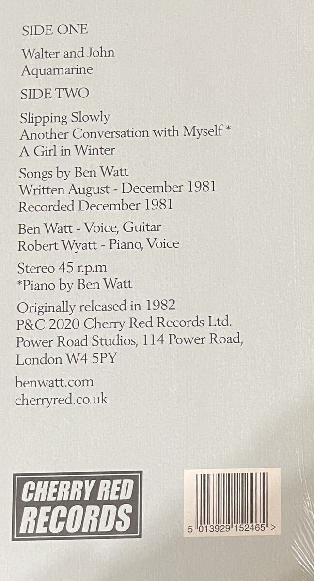 未開封　輸入盤　Ben Watt with Robert Wyatt Summer Into Winter 12inch LP 2020 RSD_画像3