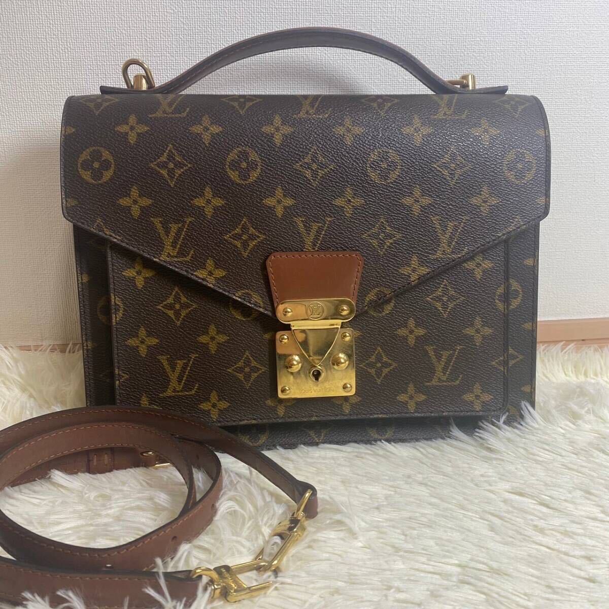 超極美品 LOUIS VUITTON ルイヴィトン モノグラム モンソー ハンドバッグ 2way ショルダー ショルダーバッグ ブラウン ハンドバッグの画像1