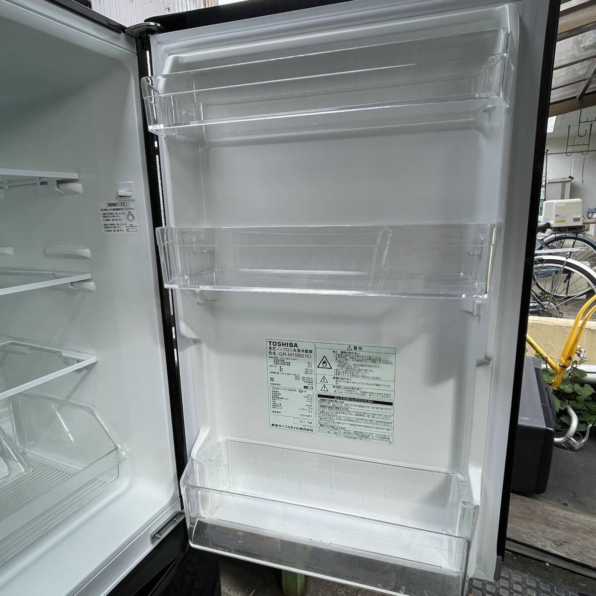 f●■TOSHIBA東芝・ノンフロン冷凍冷蔵庫153L【GR-M15BS】ブラック　２ドア_画像5