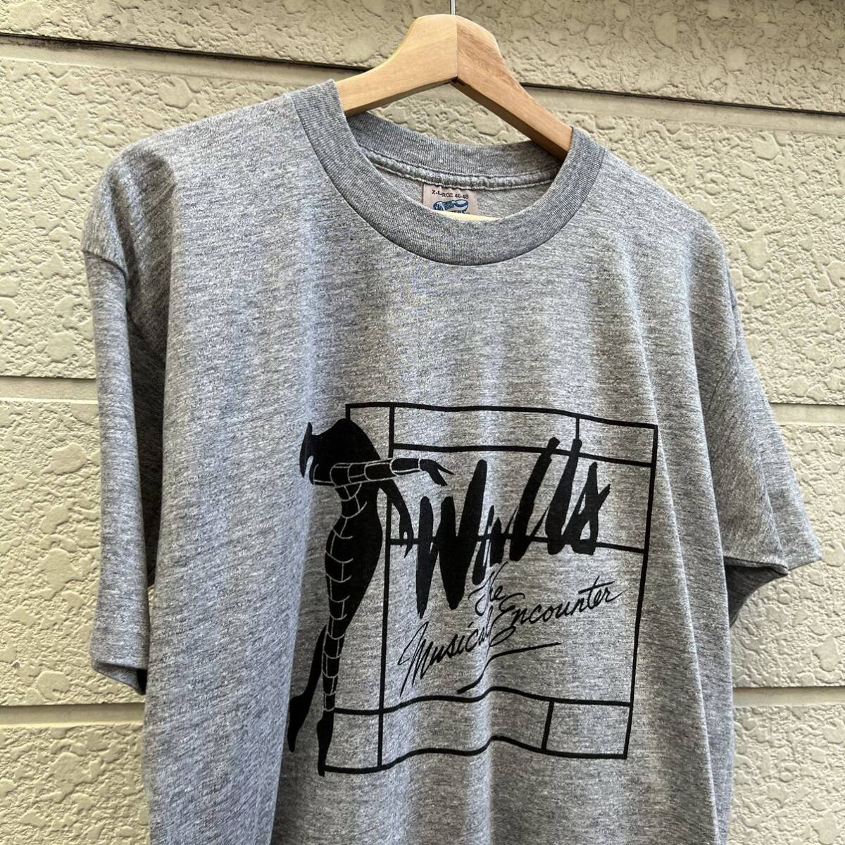 80s USA製 グレー プリントTシャツ 半袖Tシャツ 杢グレー SNEAKERS Walls アメリカ製 古着 vintage ヴィンテージ ミュージカル ②_画像4