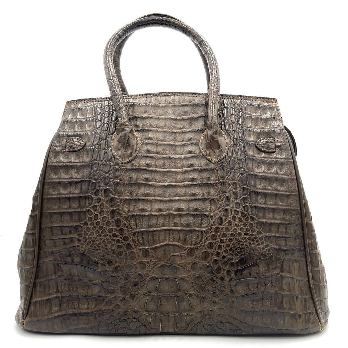  превосходный товар / высококлассный *wani кожа крокодил Crown ручная сумочка ручная сумка сумка настоящий кожа экзотический Gold металлические принадлежности автономный хаки 
