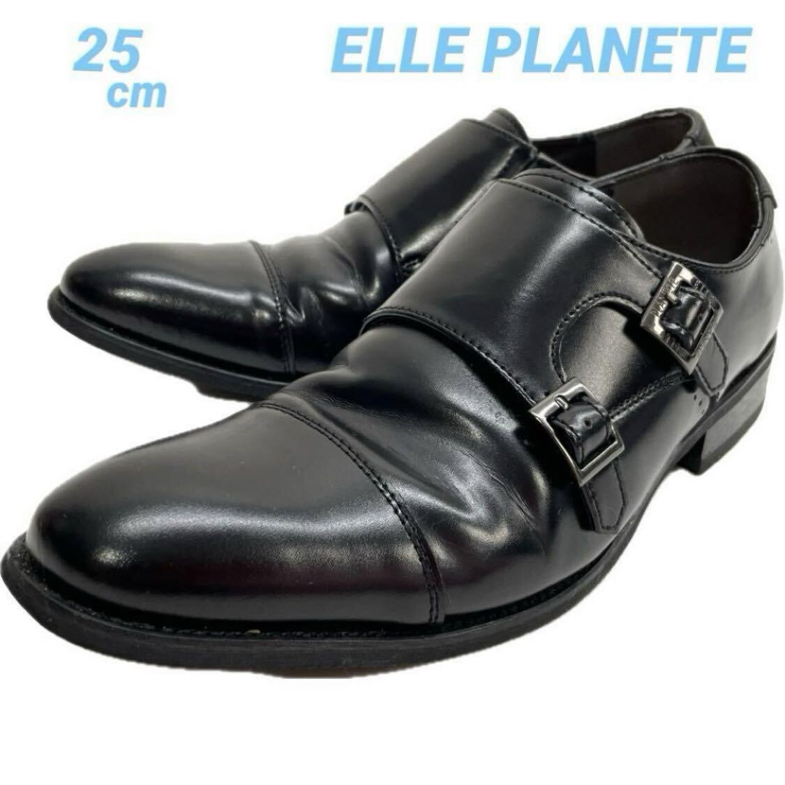 ELLE PLANETE エルプラネット ダブルモンクレザーシューズ B8974_画像1